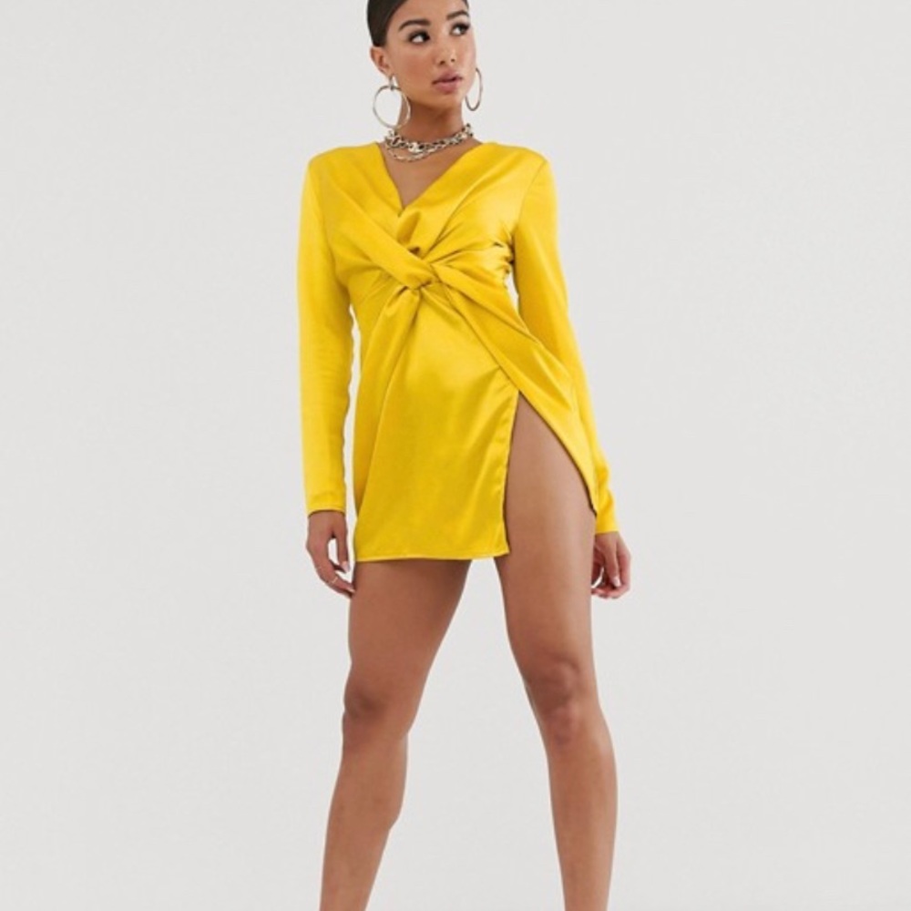 Yellow satin dress